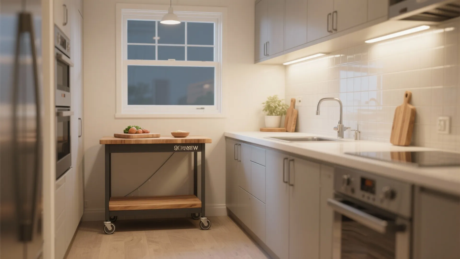 Compact L-Shape with Island-Like Cart