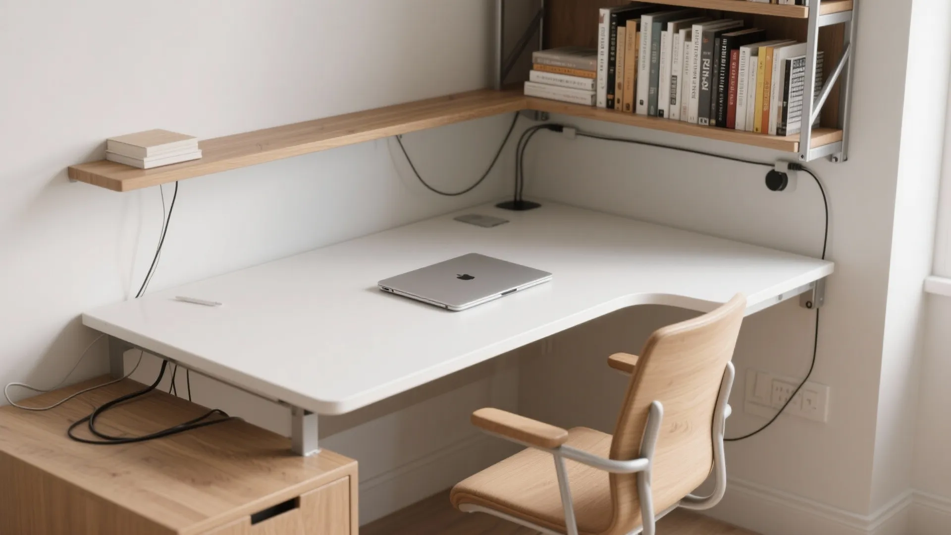 Compact L-shaped desk for multitasking
