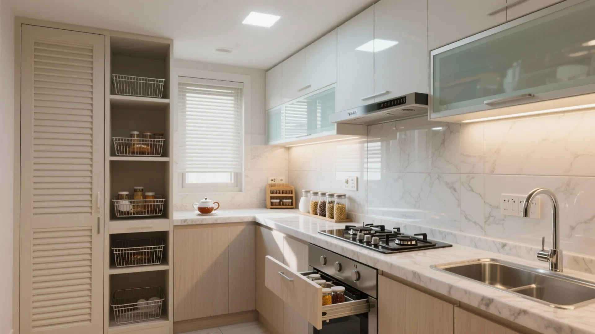 Highly Functional Modular Kitchen for Daily Tiffins