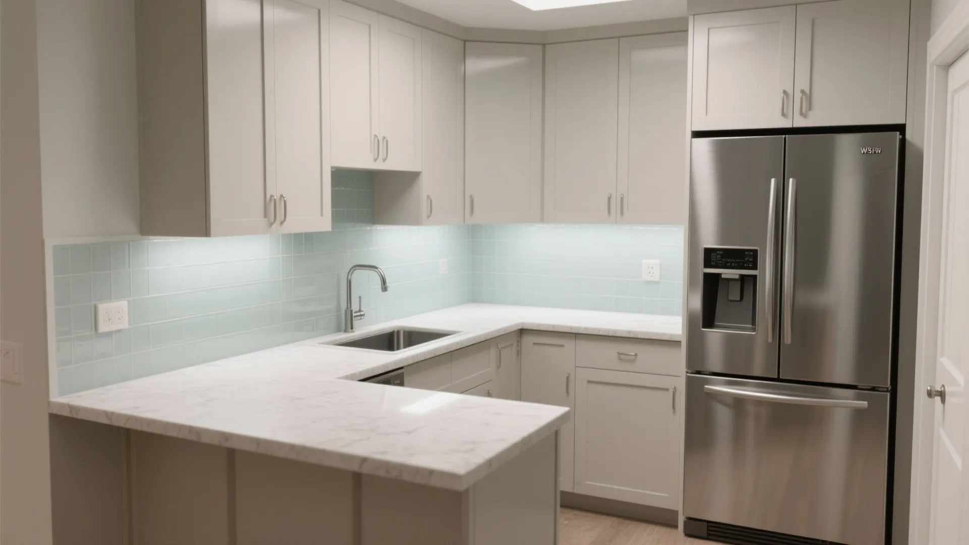 Compact L-shaped layout for more counter space