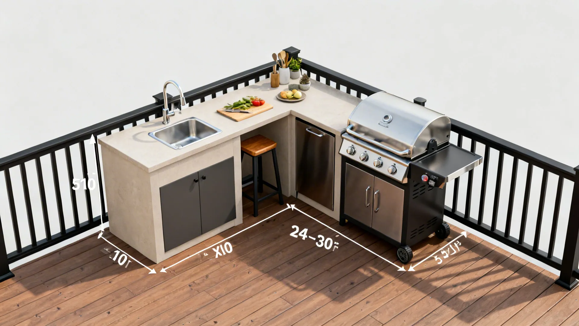 Compact L-shaped layout that frees up countertop flow