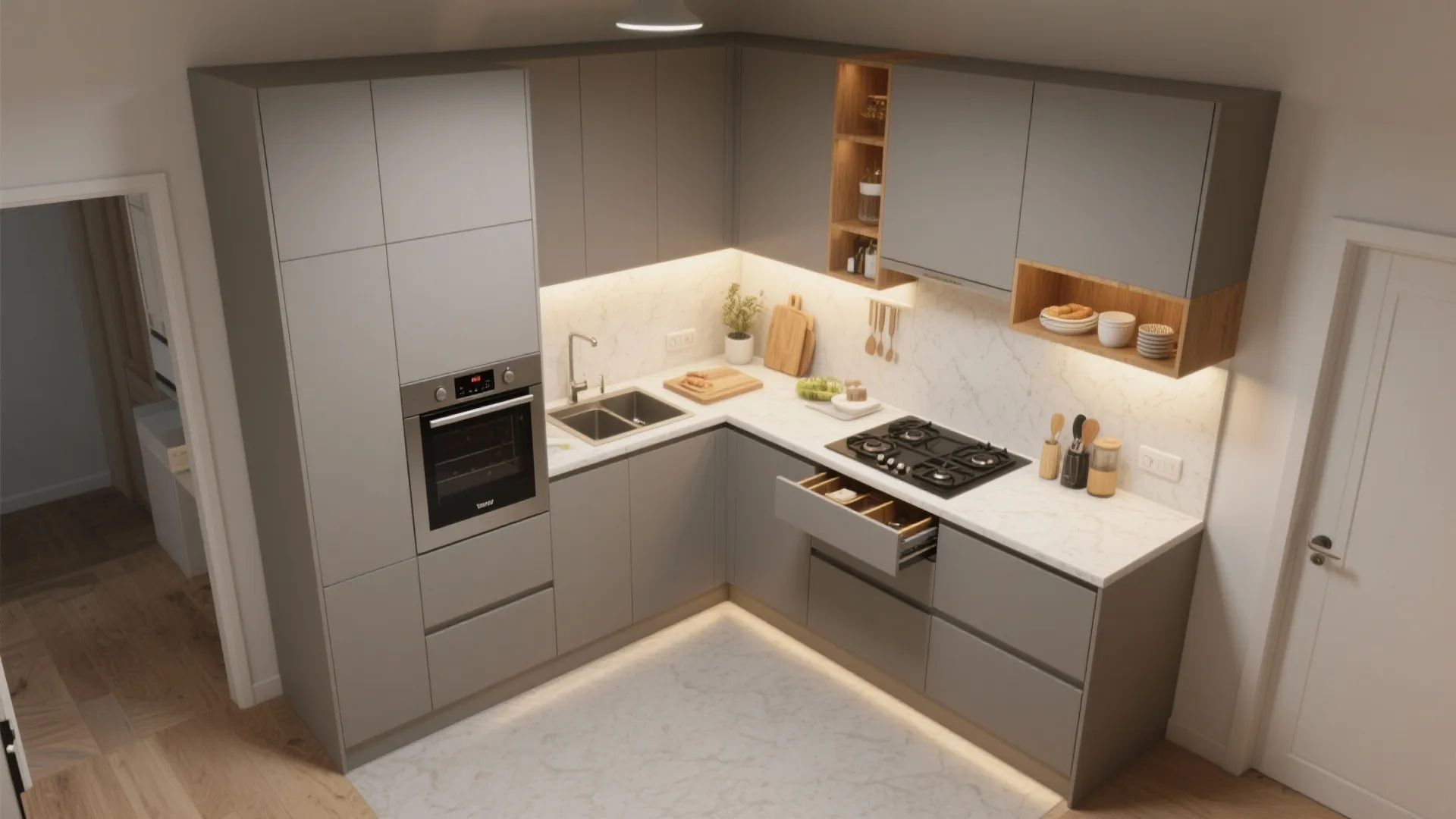 Compact L-Shaped Layout That Maximizes Flow