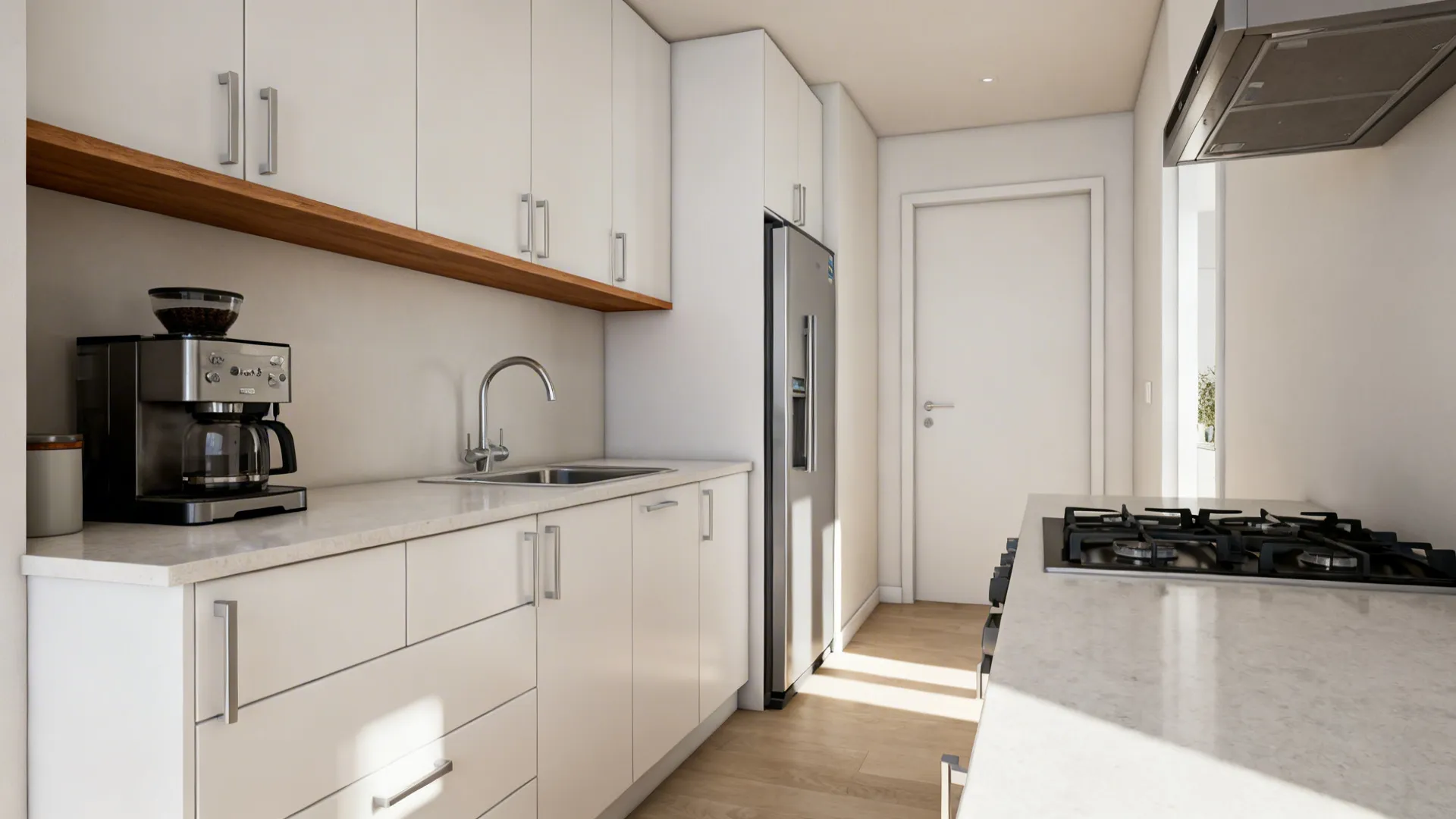 Compact L-shaped kitchen for better workflow