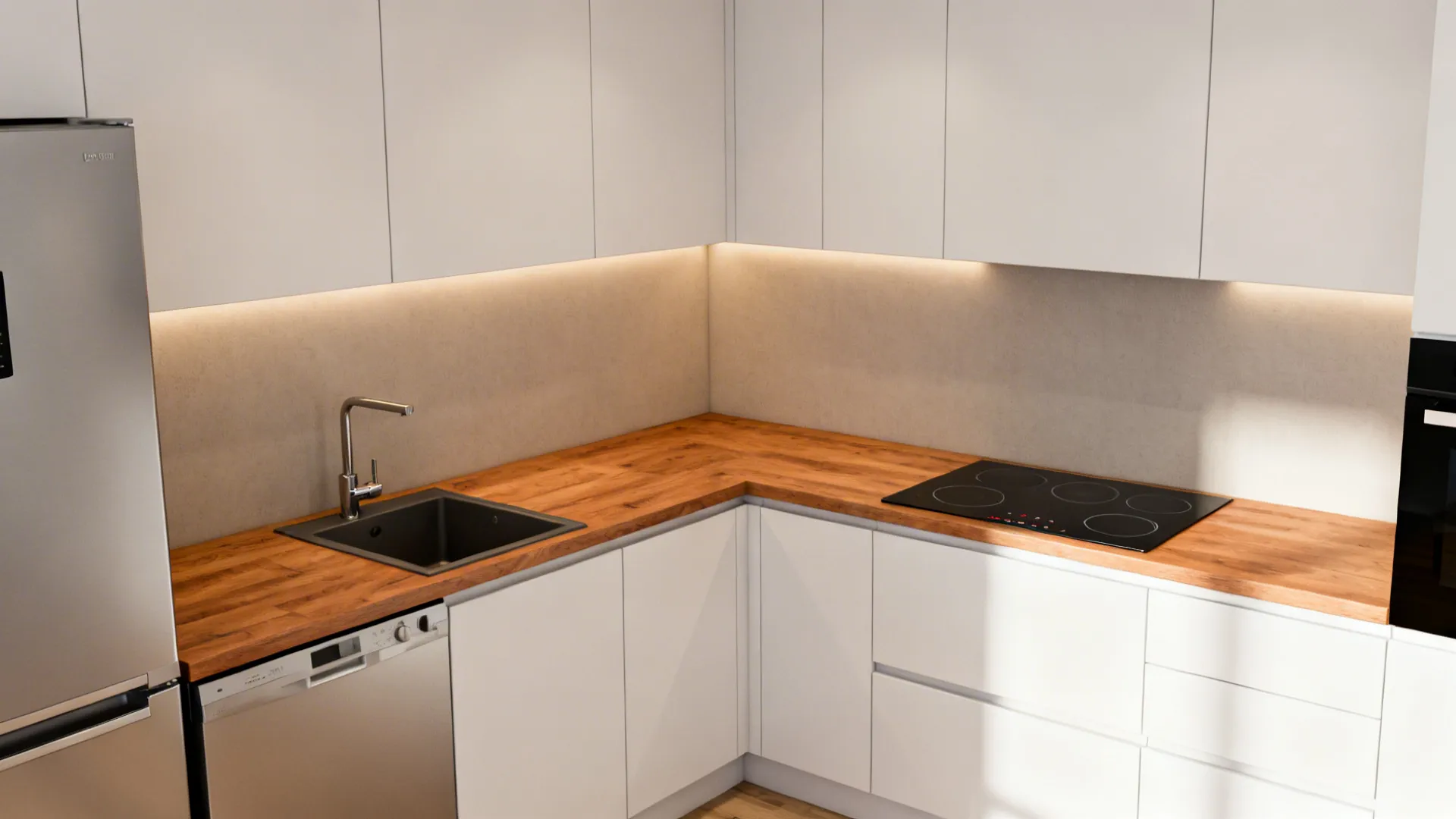 Compact L-shaped workflow