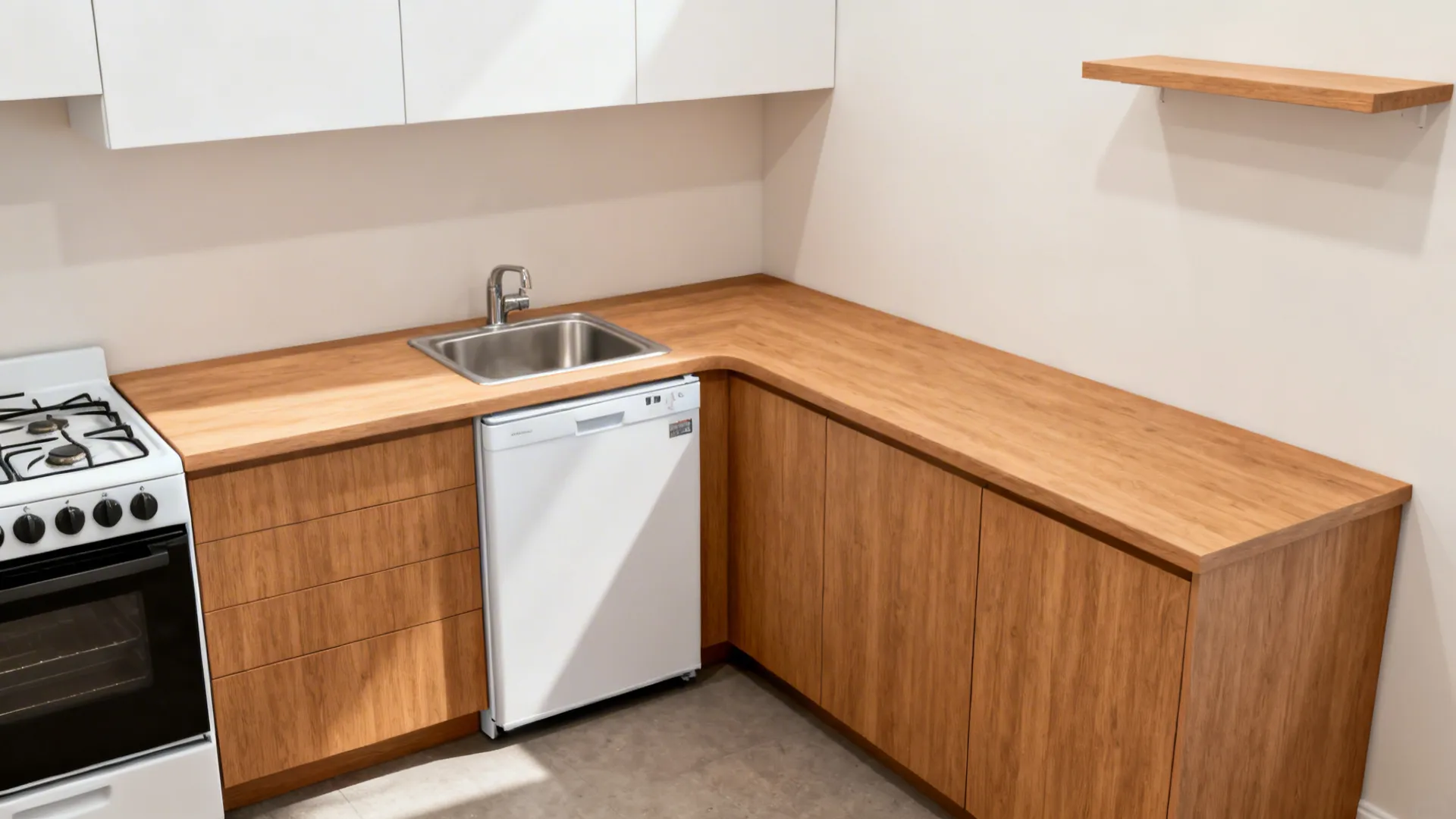 3) Compact L-shape: maximize counters with fewer cabinets