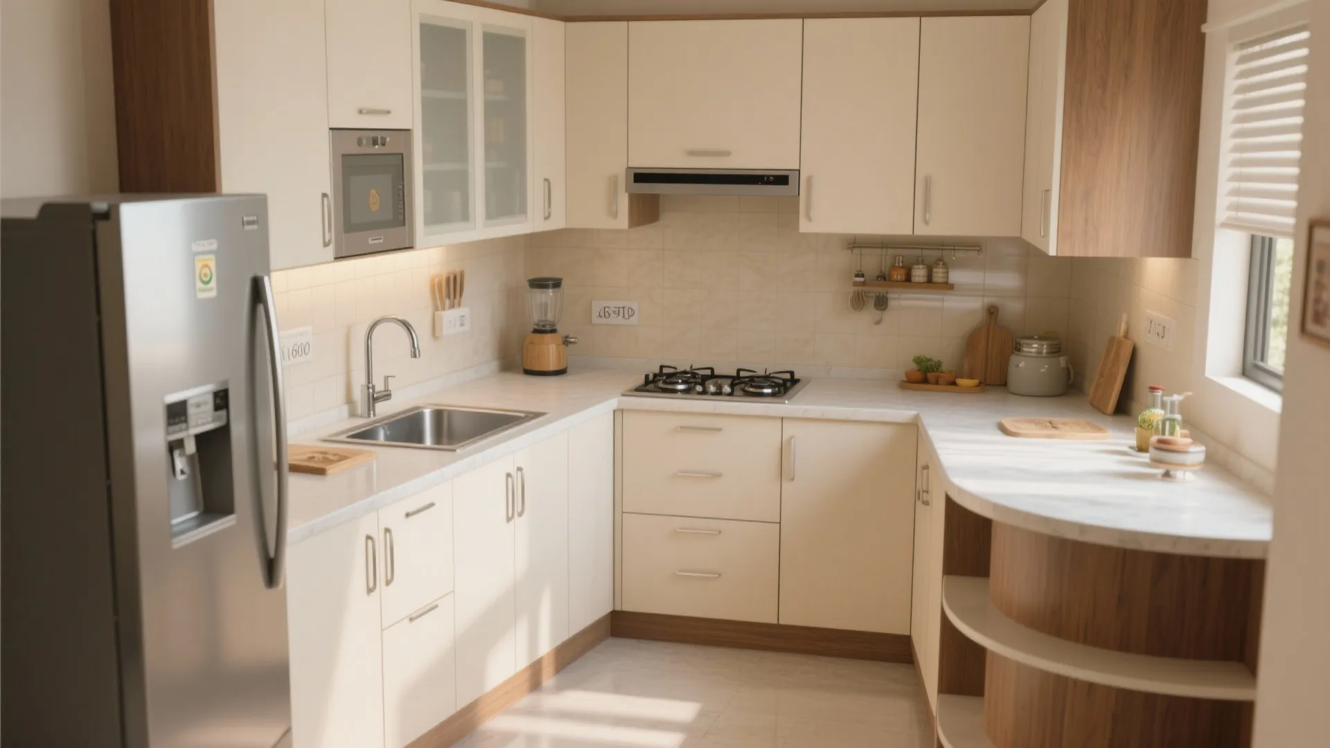 Compact L-Shaped Kitchen for Efficient Workflows