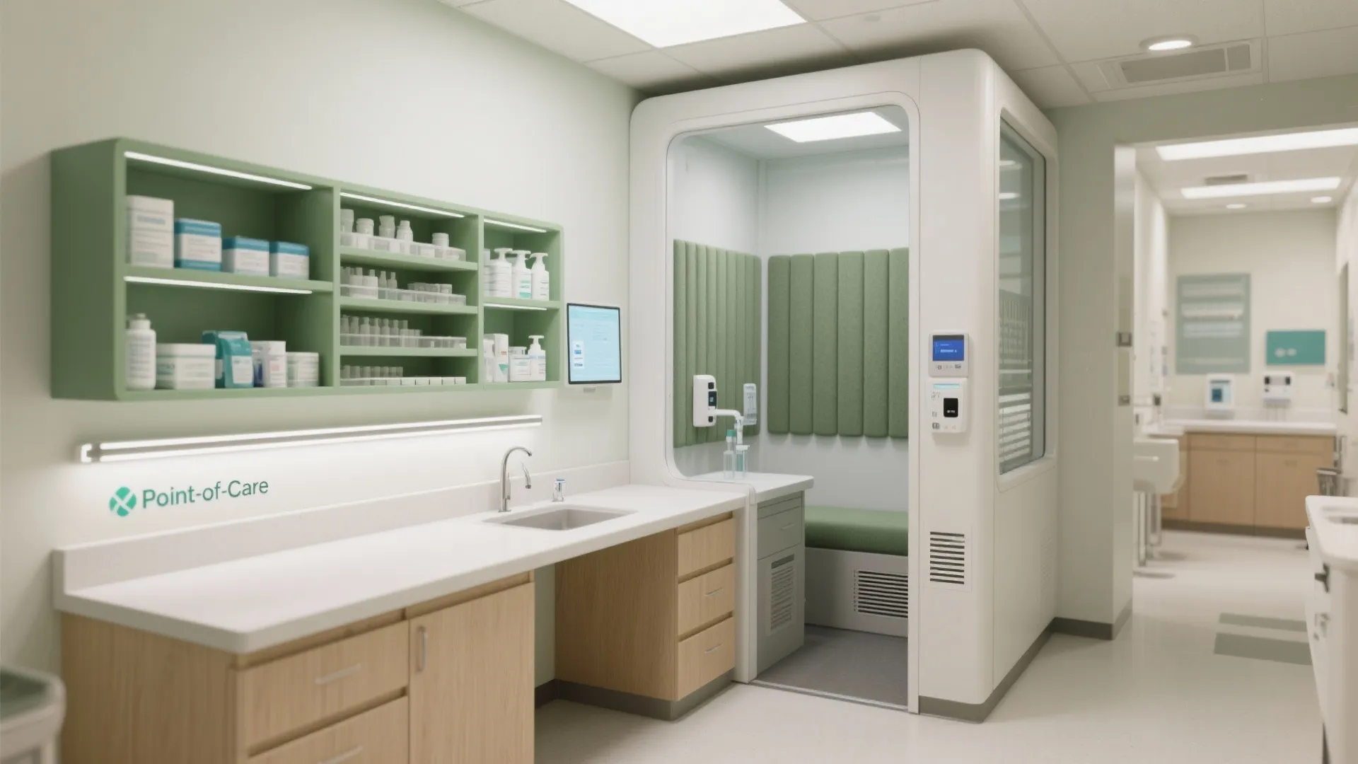 5. Bright compact lab + telehealth corner