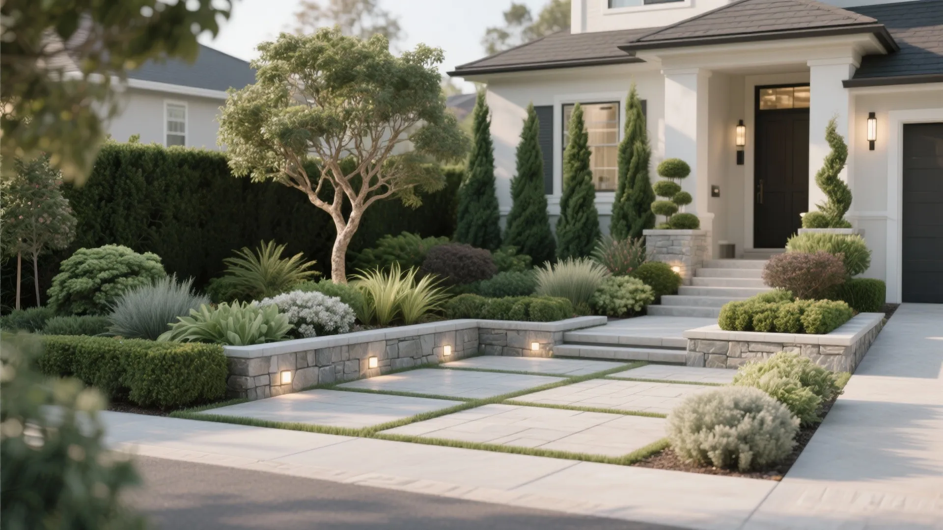 Sculpted Landscaping for Compact Front Yards