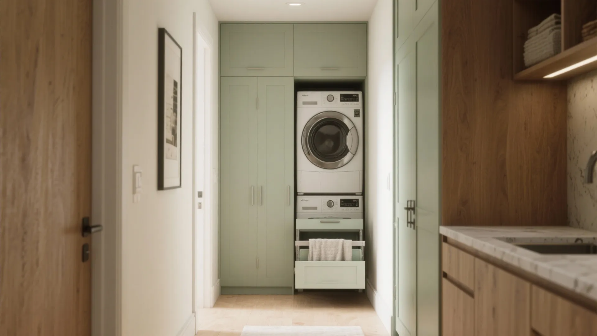 Small Laundry Room Ideas: 5 Stackable Washer-Dryer Tips: Clever, compact solutions I use to make a stackable washer dryer sing in tiny laundry spaces
