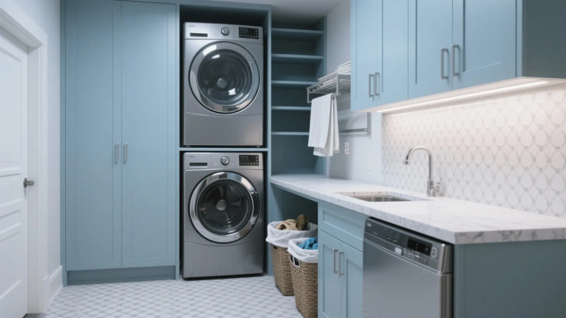 Small Laundry Rooms with Stackable Washer and Dryer: Space-Saving Ideas: 1 Minute to Transform Your Tiny Laundry Room with Stackable Solutions