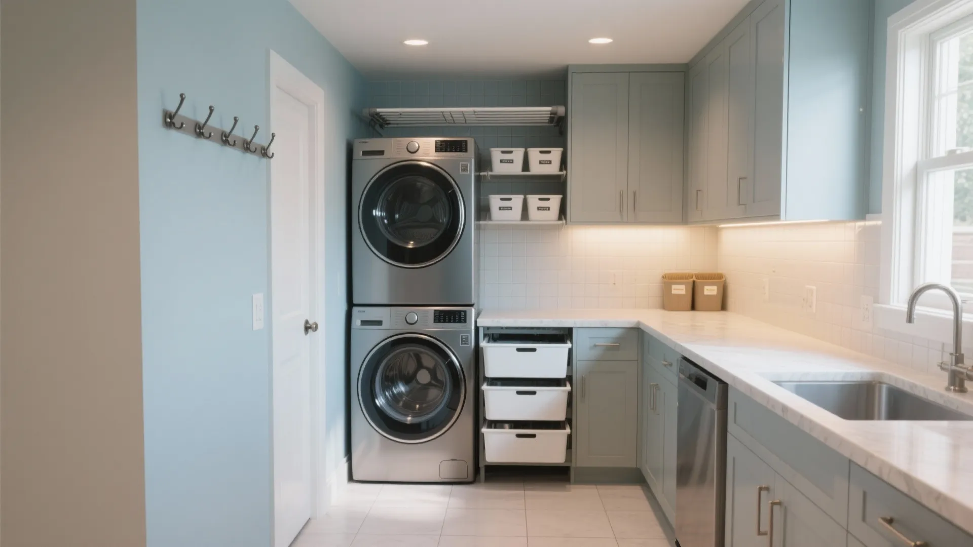 Small Laundry Room with Stacked Washer and Dryer: Maximize Your Space: 1 Minute to a Clutter-Free Laundry Nook with Smart Stacking Tips