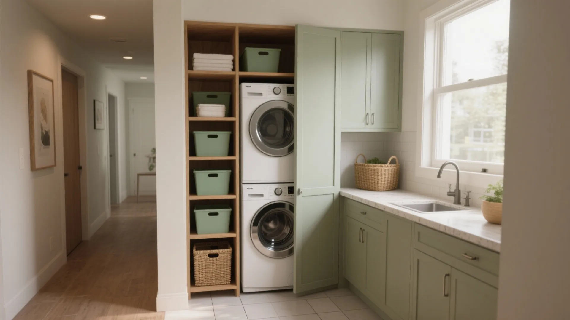 Stacked Washer & Dryer Ideas: 5 Small Laundry Designs: Creative, practical laundry room ideas for stacked washer and dryer setups in tight spaces