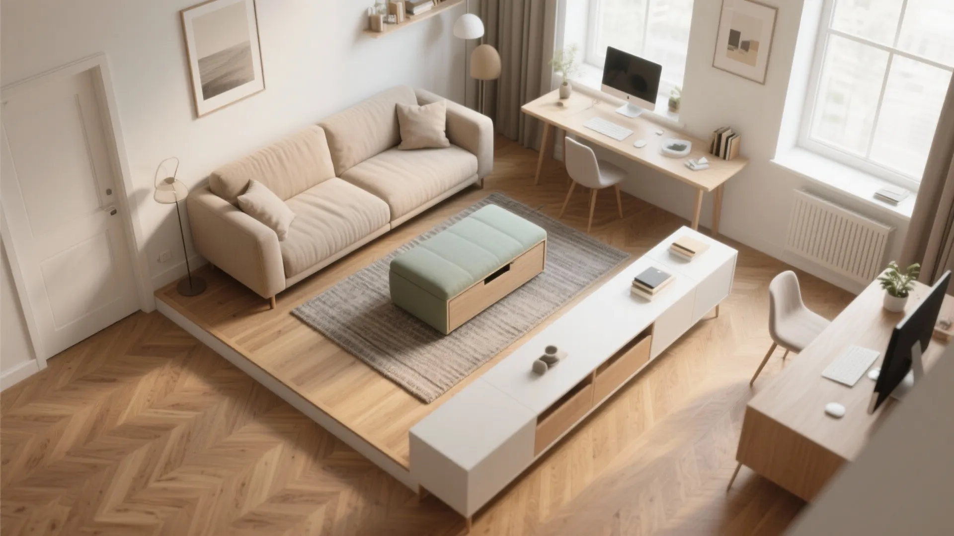Compact, Multi-Functional Furniture Layouts