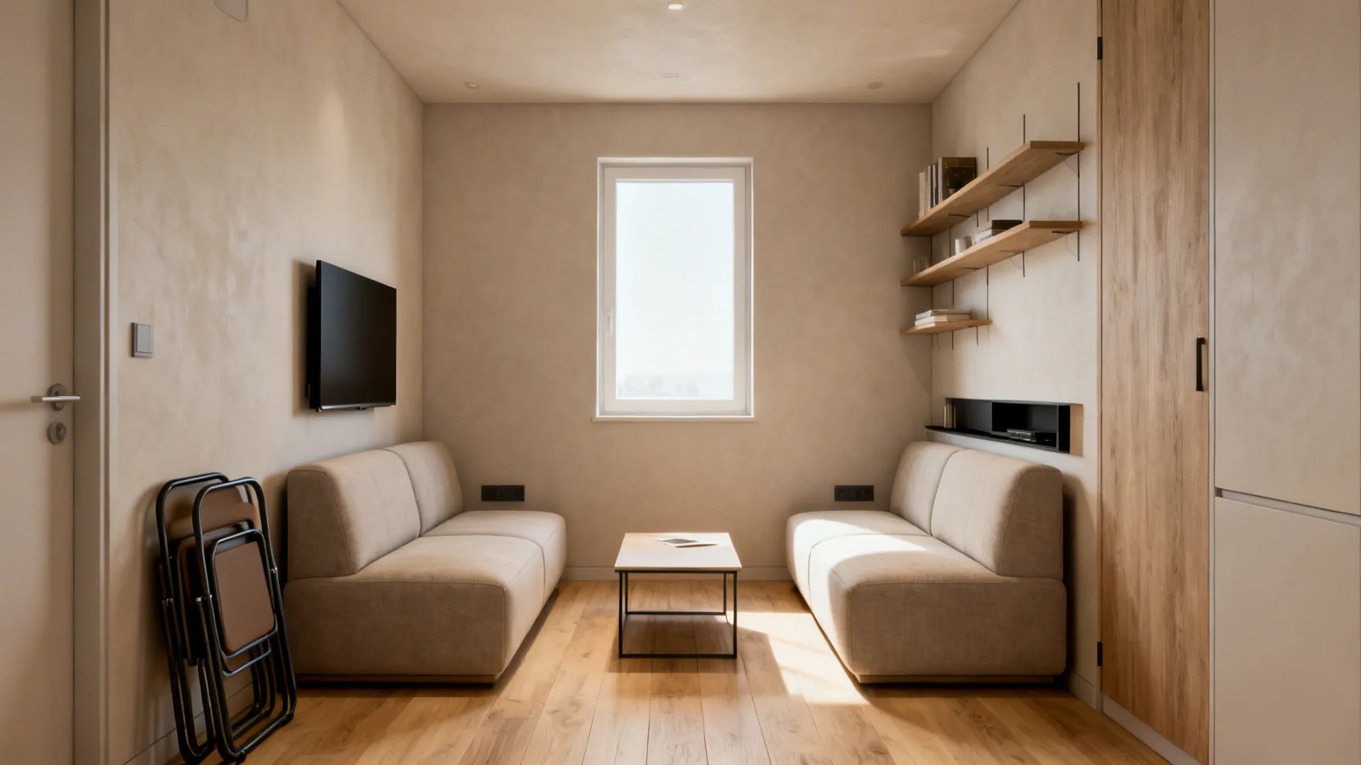 1. Cozy Compact Lounge (100–150 sq ft)