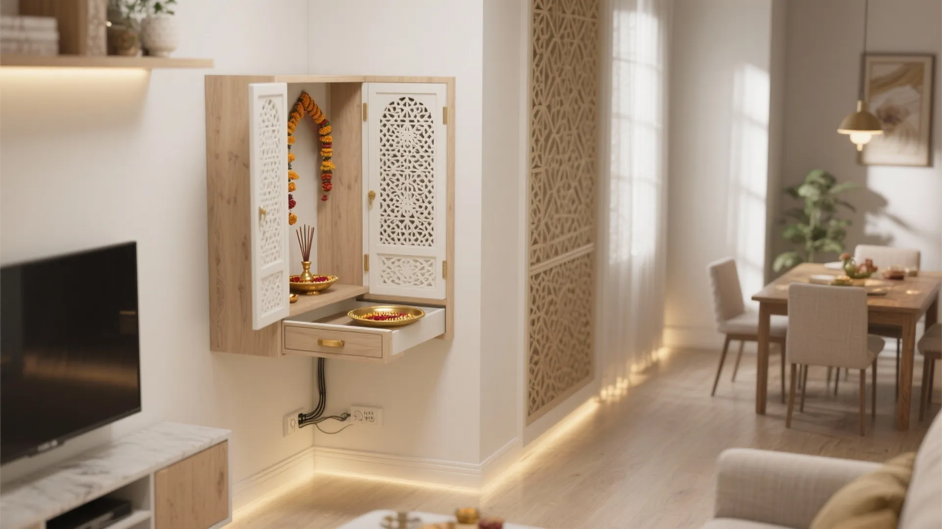 Small-Space Mandir Solutions: Wall-Mounted, Foldables, and Corner Units