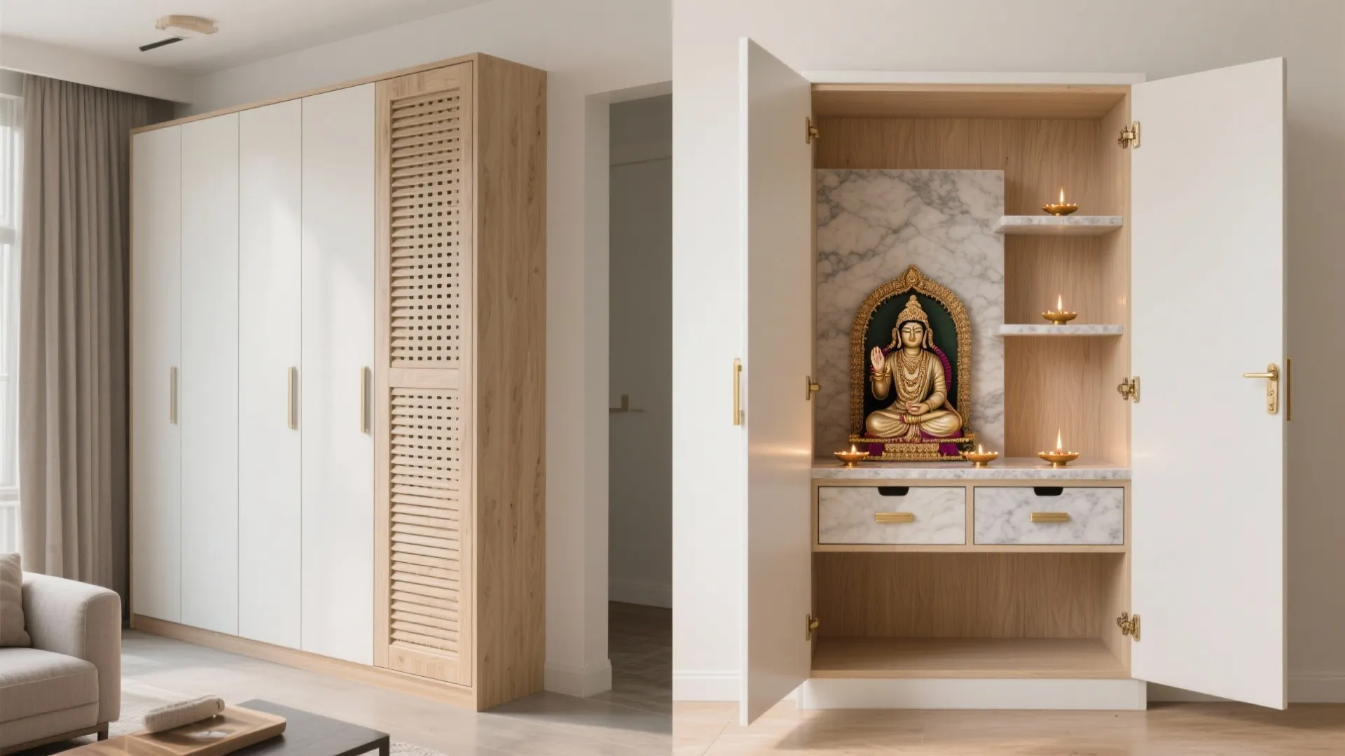 Compact, Storage-Smart Mandir for Apartments