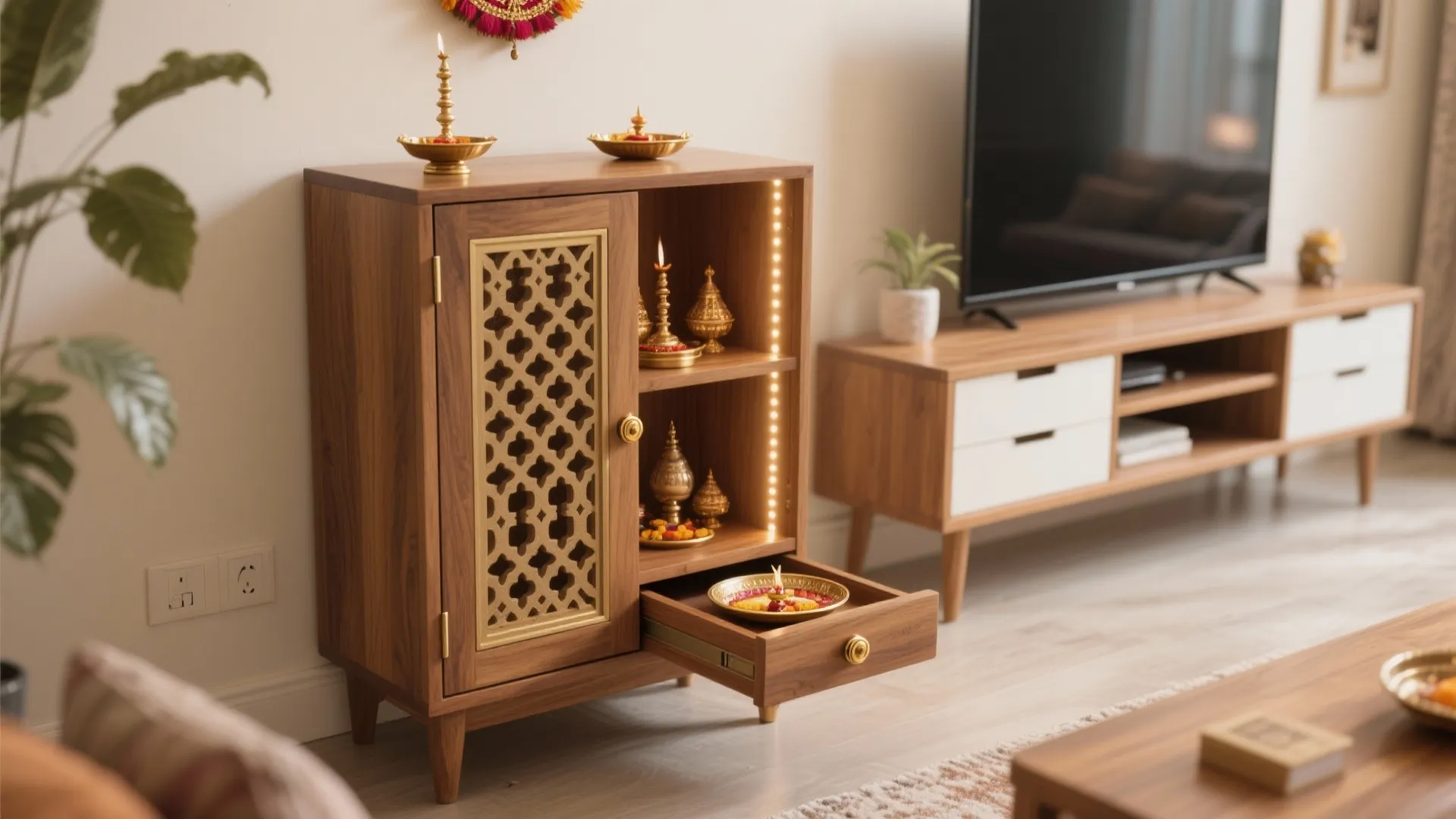 Compact Floor-Standing Mandir Cabinet