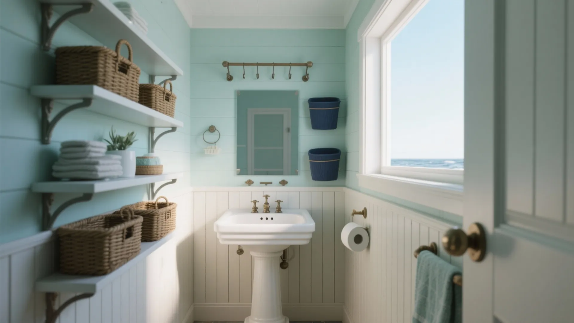 5) Compact Nautical Sets for Small Bathrooms