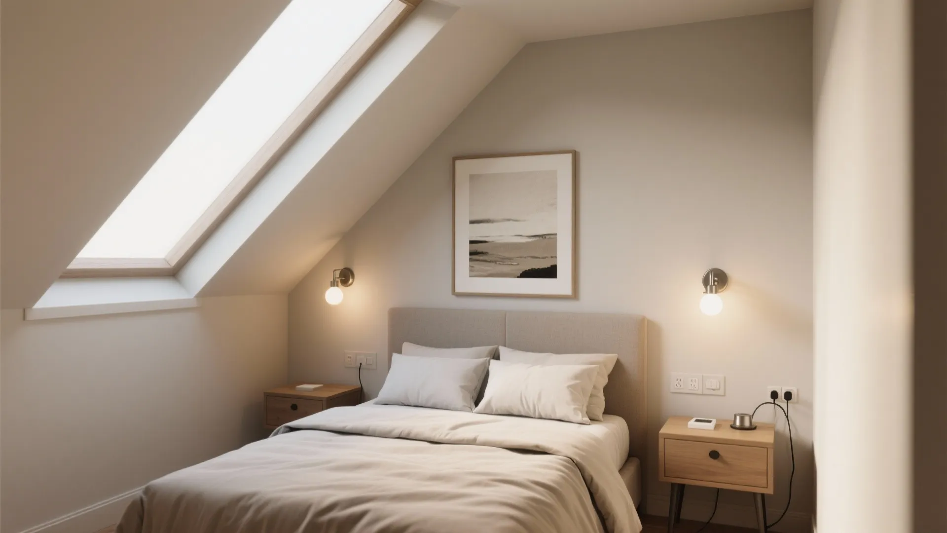 4) Compact rooms: center to nightstand height, not floor