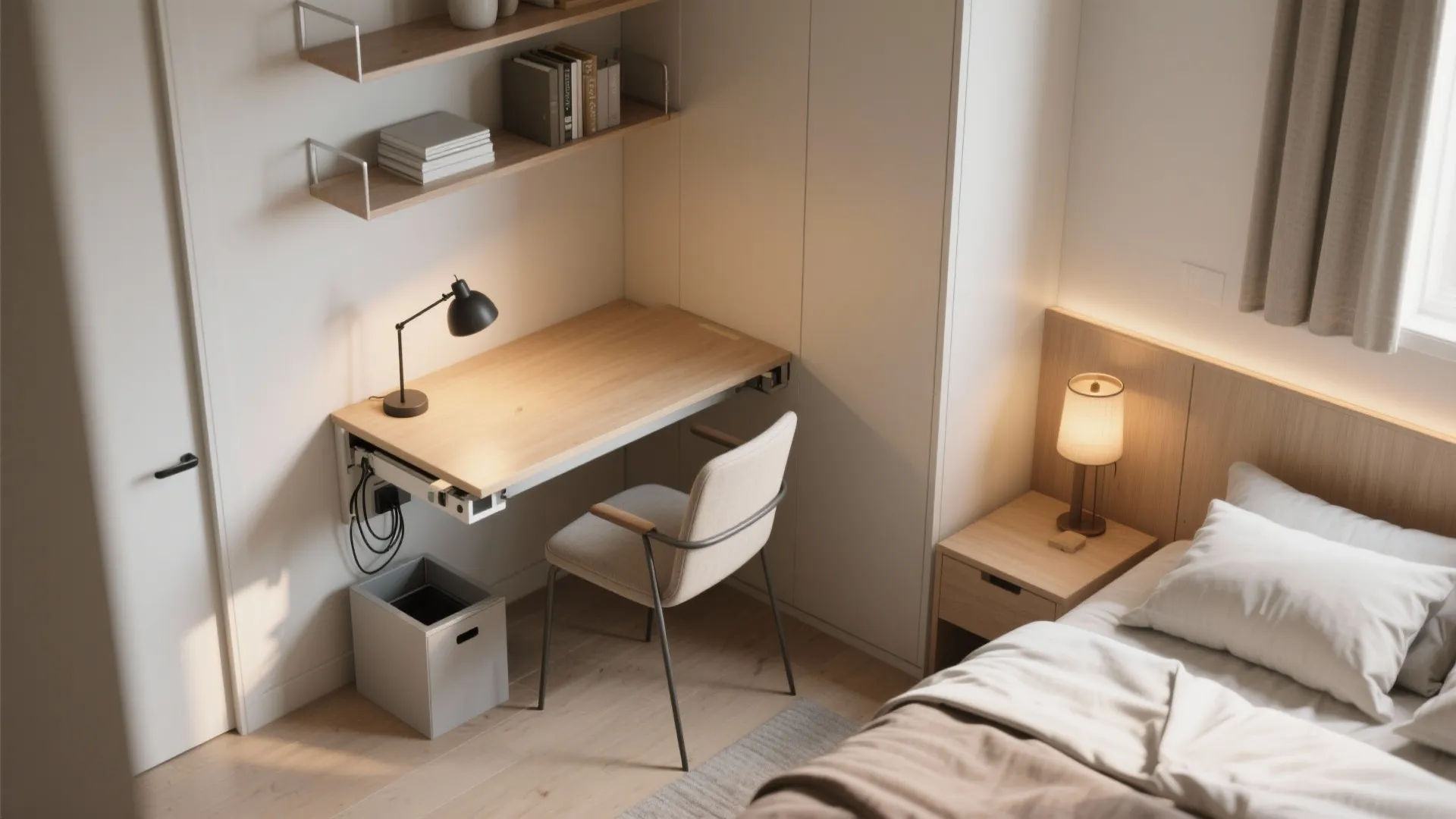 4. Create a compact work nook or vanity