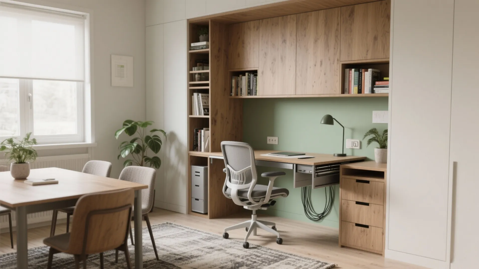 1. Create a Compact Home Office with Hidden Dining