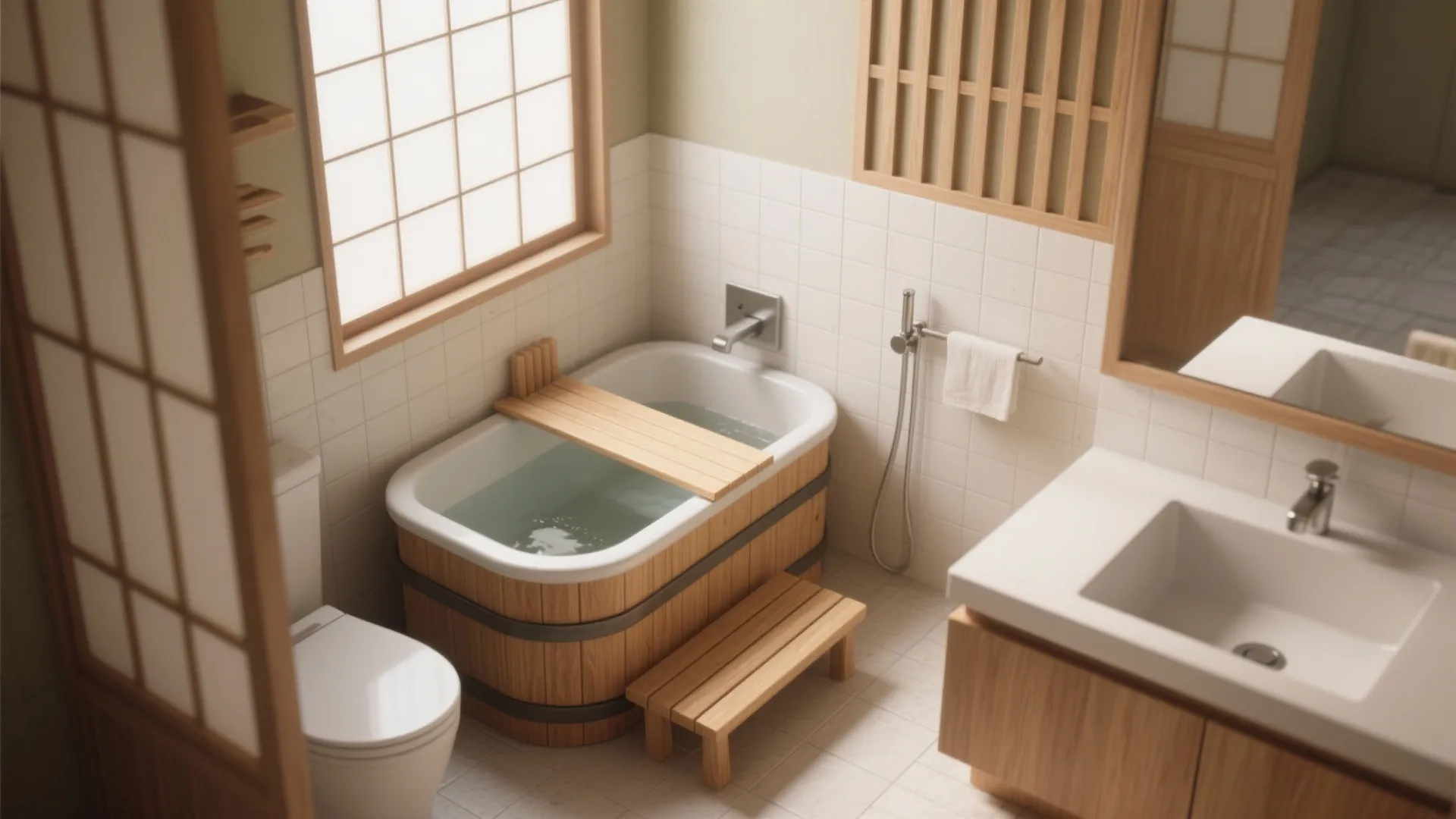 1. Compact Japanese-style Soaking Tub (Ofuro)
