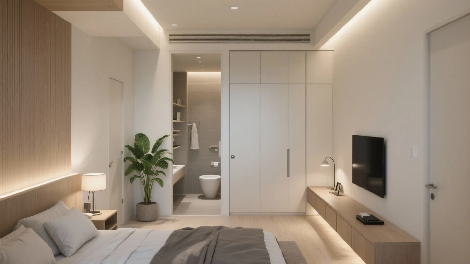 Plan B — Compact Open Suite with Built-in Storage