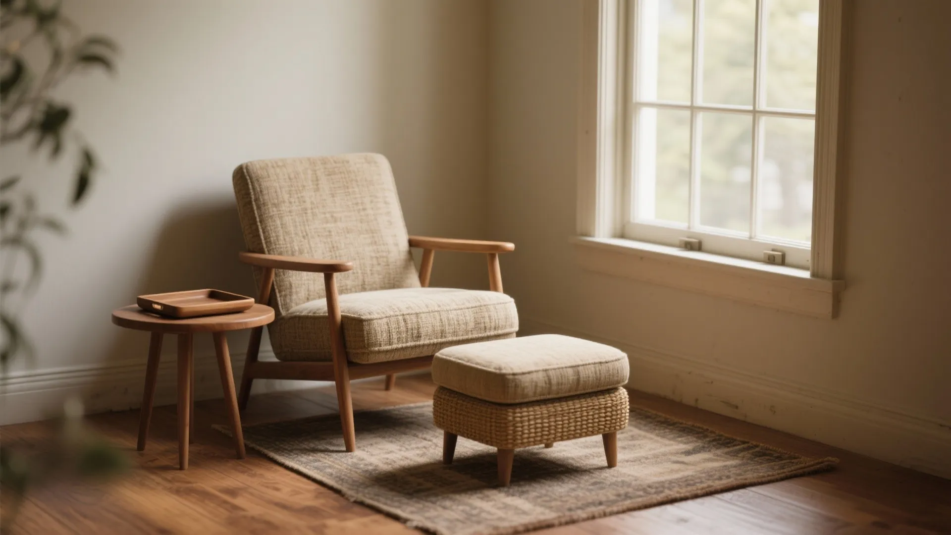 Tips 1: Compact Armchair with Ottoman