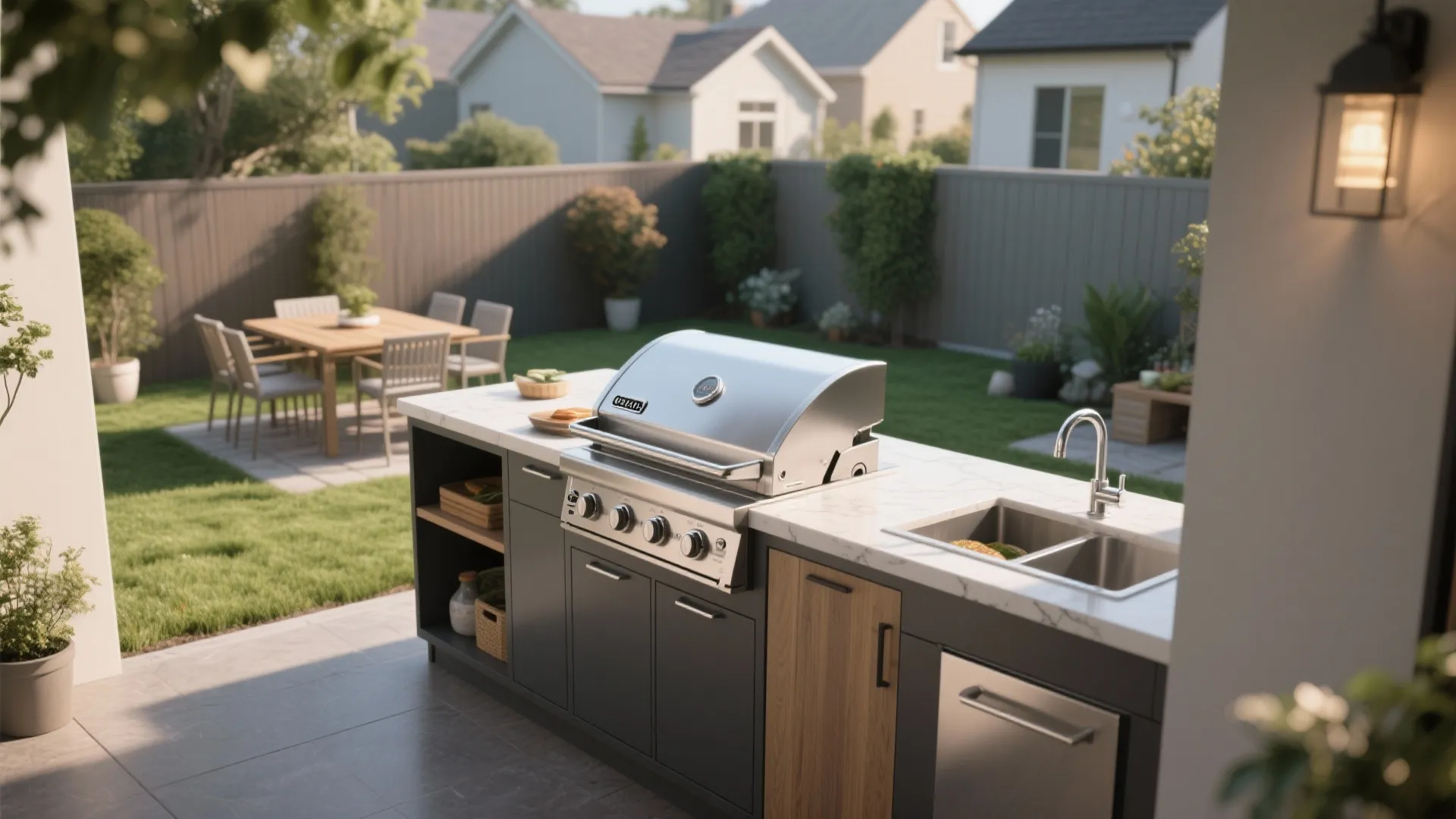 4. Outdoor kitchen in a compact footprint