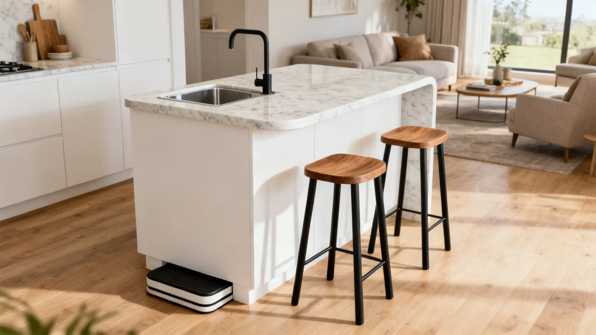 Integrated seating and multi-zone islands (even in tight footprints)