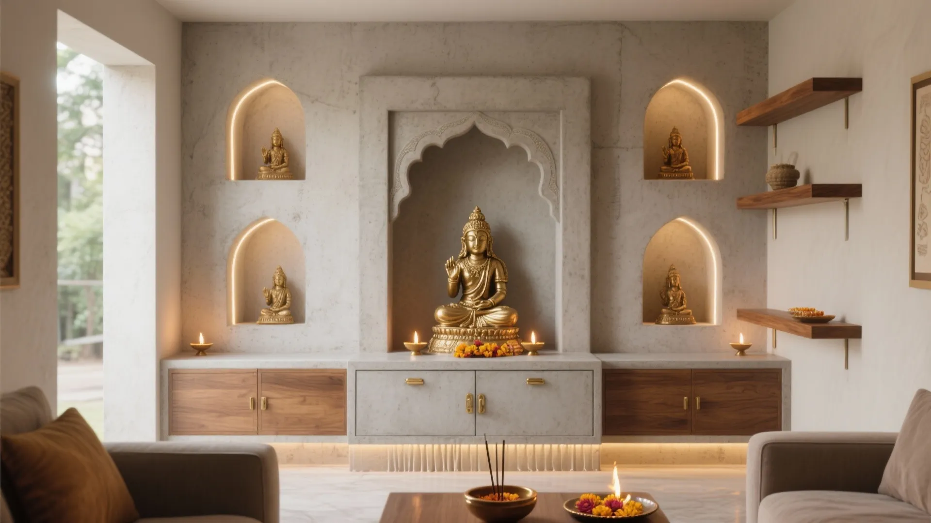 Pooja Room Design: 5 Cement Work Ideas That Shine: Small spaces, big devotion: my 5 proven cement-work ideas for a serene, durable, and beautiful pooja room