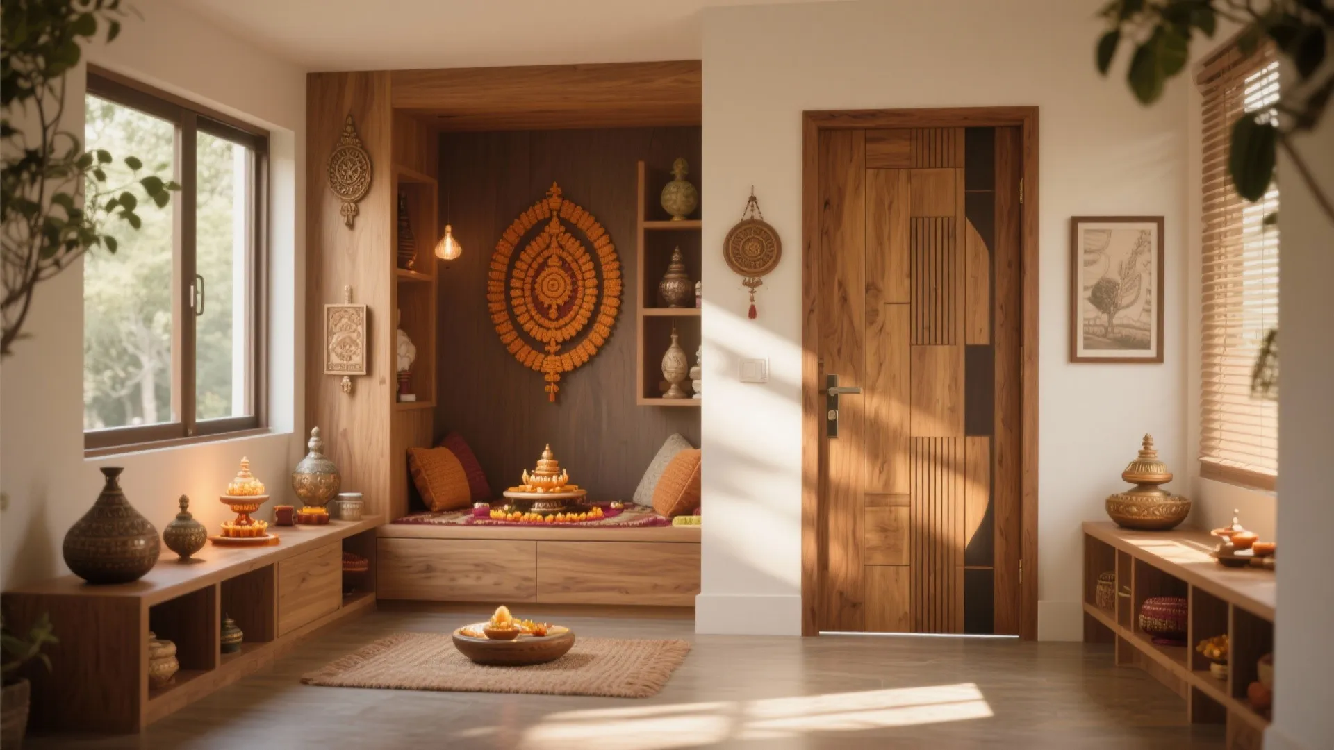 5 Wooden Pooja Room Door Designs: Creative inspirations for small spaces with wooden pooja room doors
