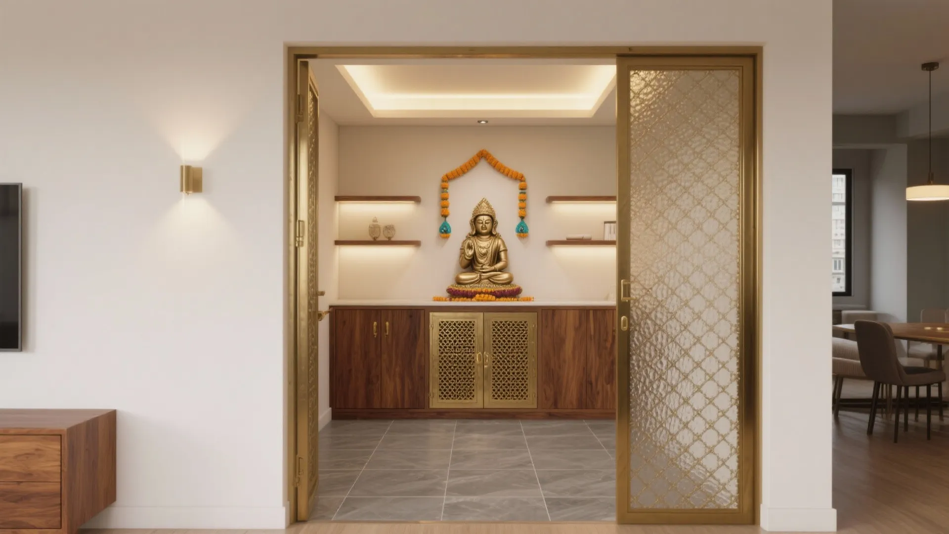 Pooja Room with Door: Elegant Space-Saving Sanctuary Ideas: Fast-Track Guide to Designing a Secluded Pooja Room with a Door