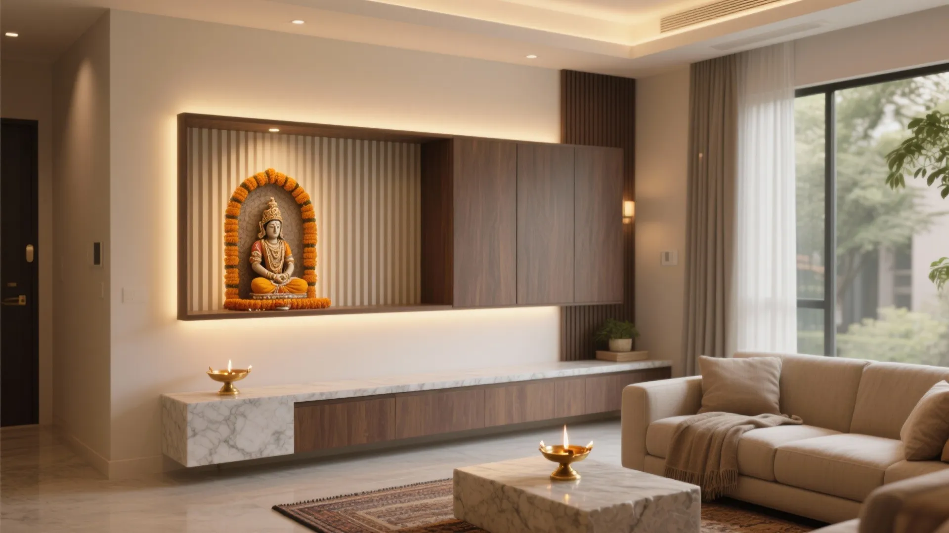 Small Pooja Room Designs in Living Room: Creative Space Solutions: Fast-Track Guide to Elegant, Compact Pooja Spaces