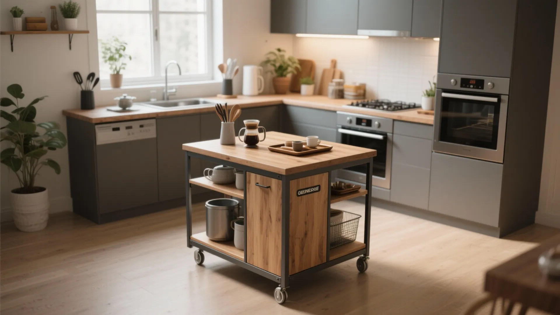 Small Rolling Kitchen Island CB2: Space-Saving Ideas: 1 Minute to Transform Your Kitchen with a Mobile Island