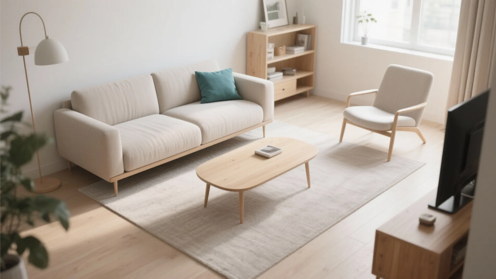 Right-Size Seating: Compact Sofa + Slender Armchairs