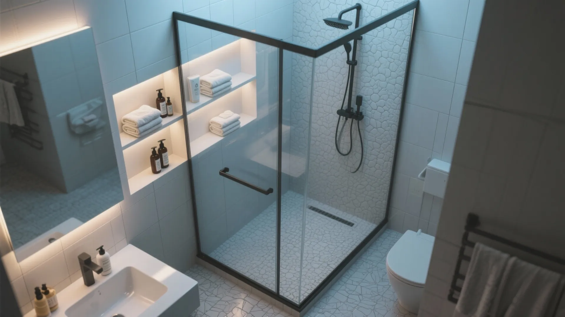 5. Compact Shower Spa: Tiles, Lighting, and Storage