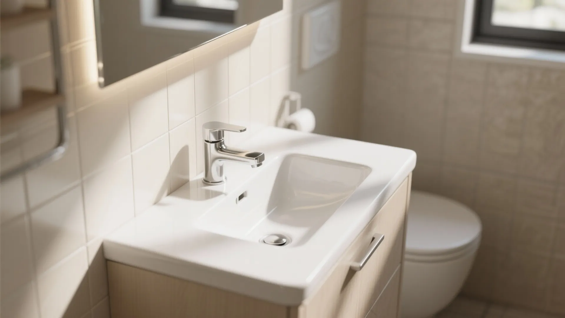 Compact sink and vanity designed for small space efficiency