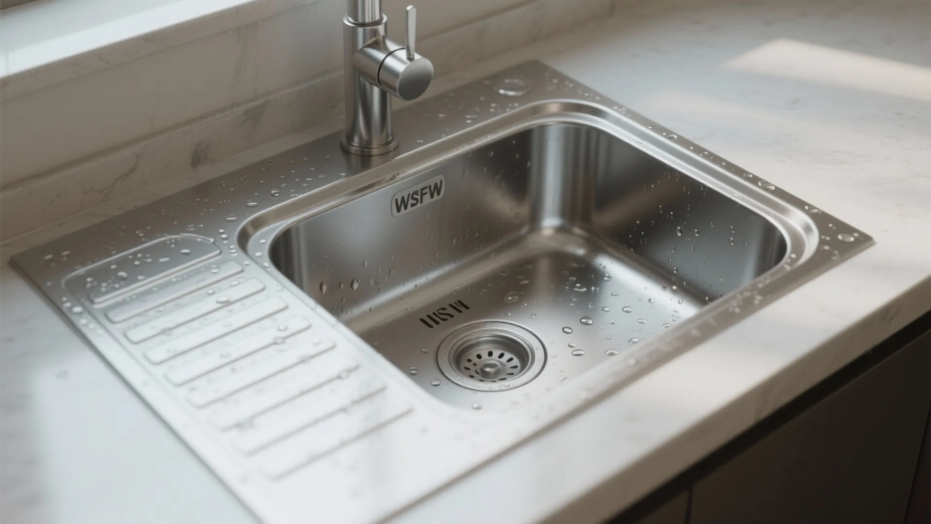 3. Compact single-bowl sink with integrated drainboard