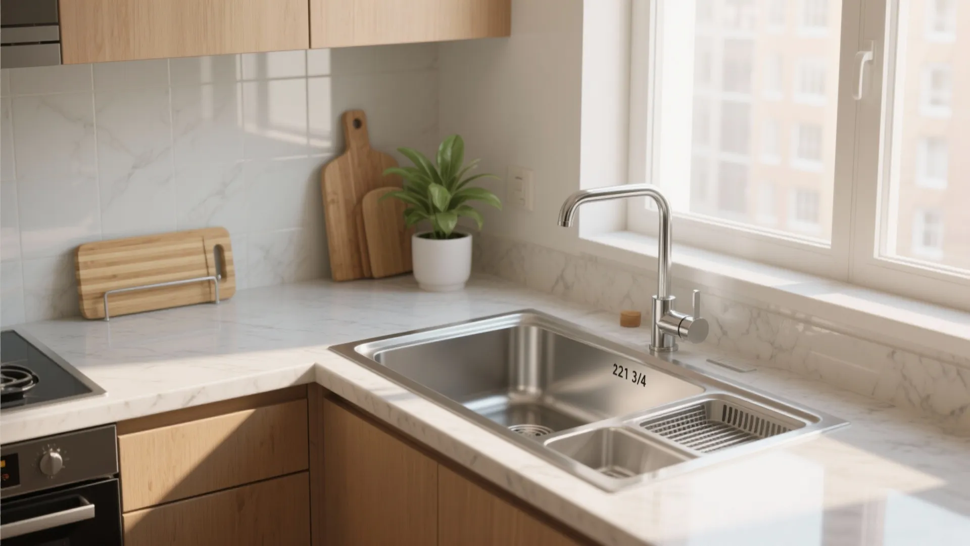 5 Small-Kitchen Ideas for a 32 3/4" x 21 3/4" Sink: Smart layout and styling tips when your kitchen sink footprint is 32 3/4 inches by 21 3/4 inches