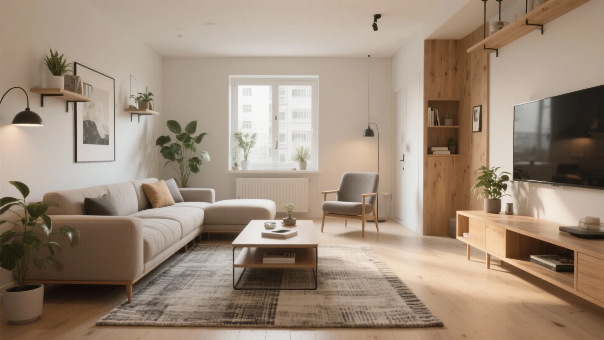 1. Compact Sofa + Loveseat + Accent Chair + Coffee Table