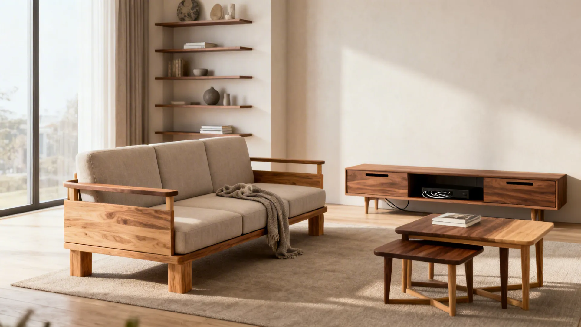 Solid Wood Living Room Sets: 5 Small-Space Inspirations