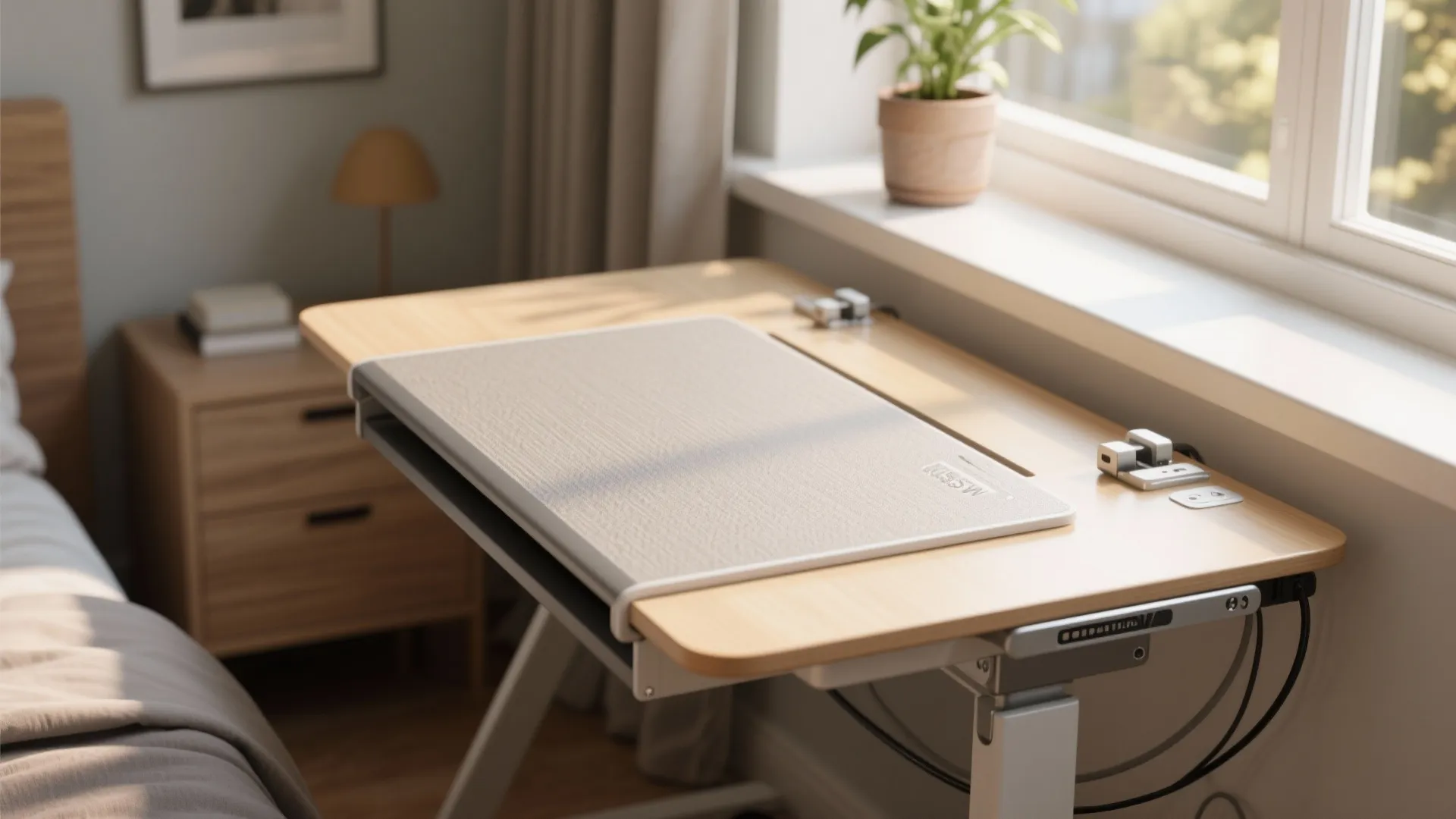 2. Use a compact standing desk that tucks away