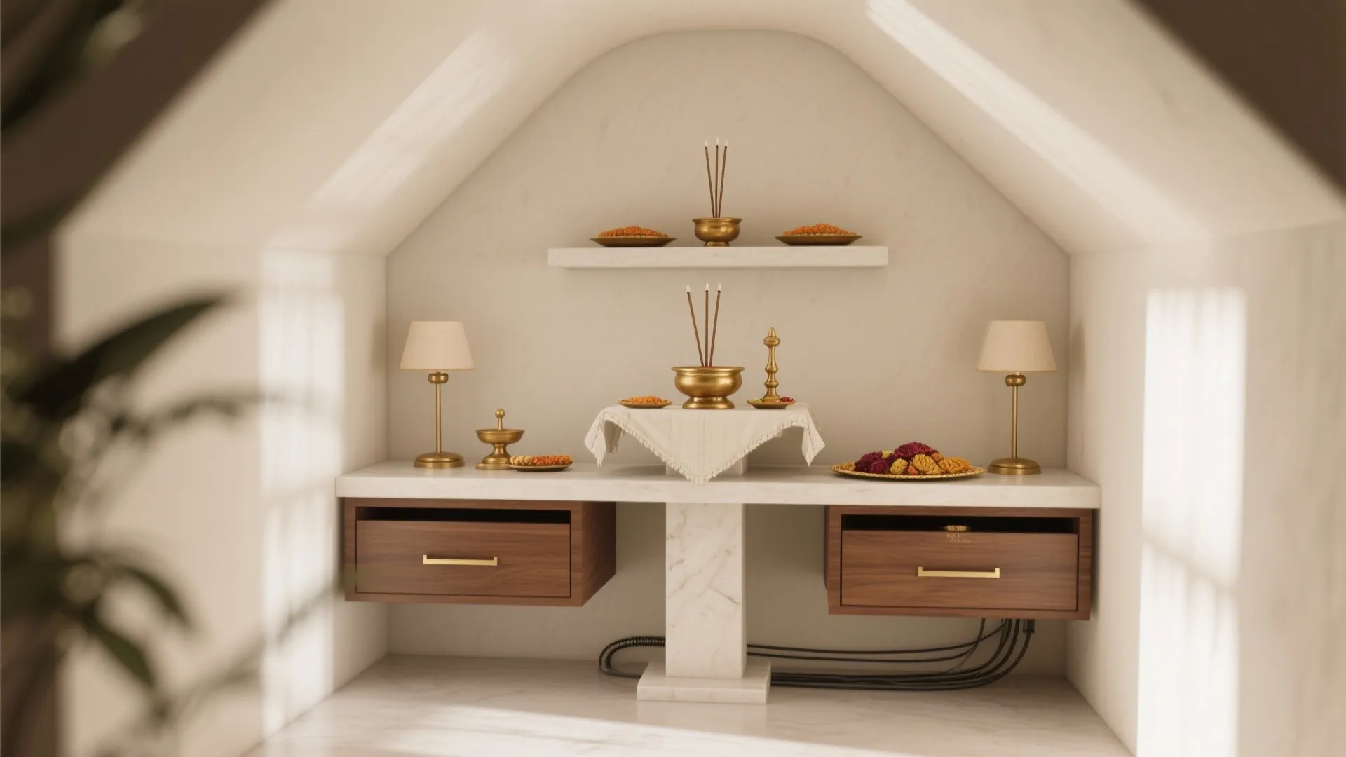 Compact Mandir Storage and Pedestal Solutions