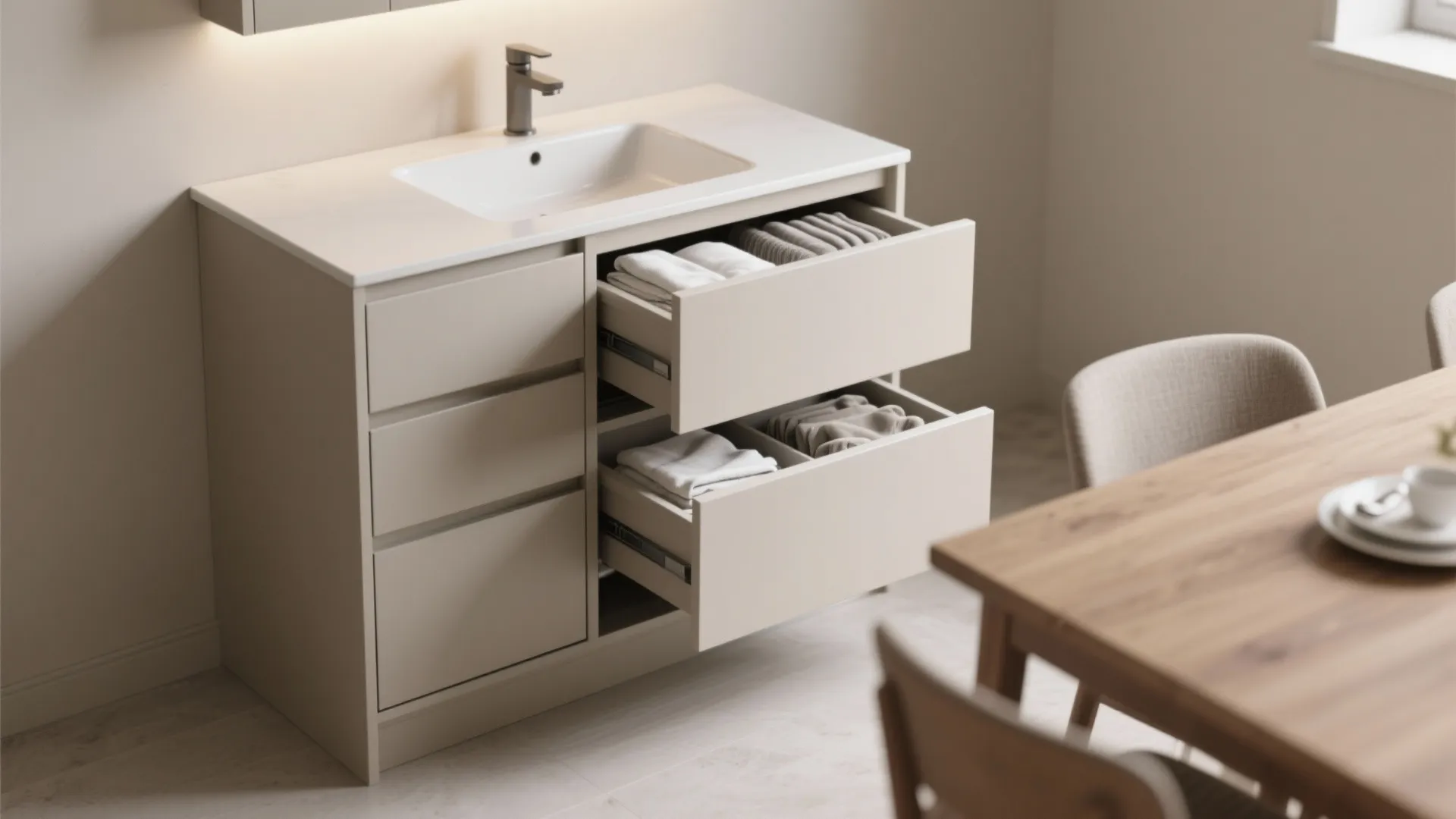 Compact undercounter storage design