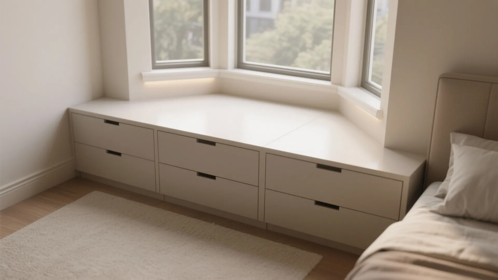 Compact Storage Units Under Bay Window