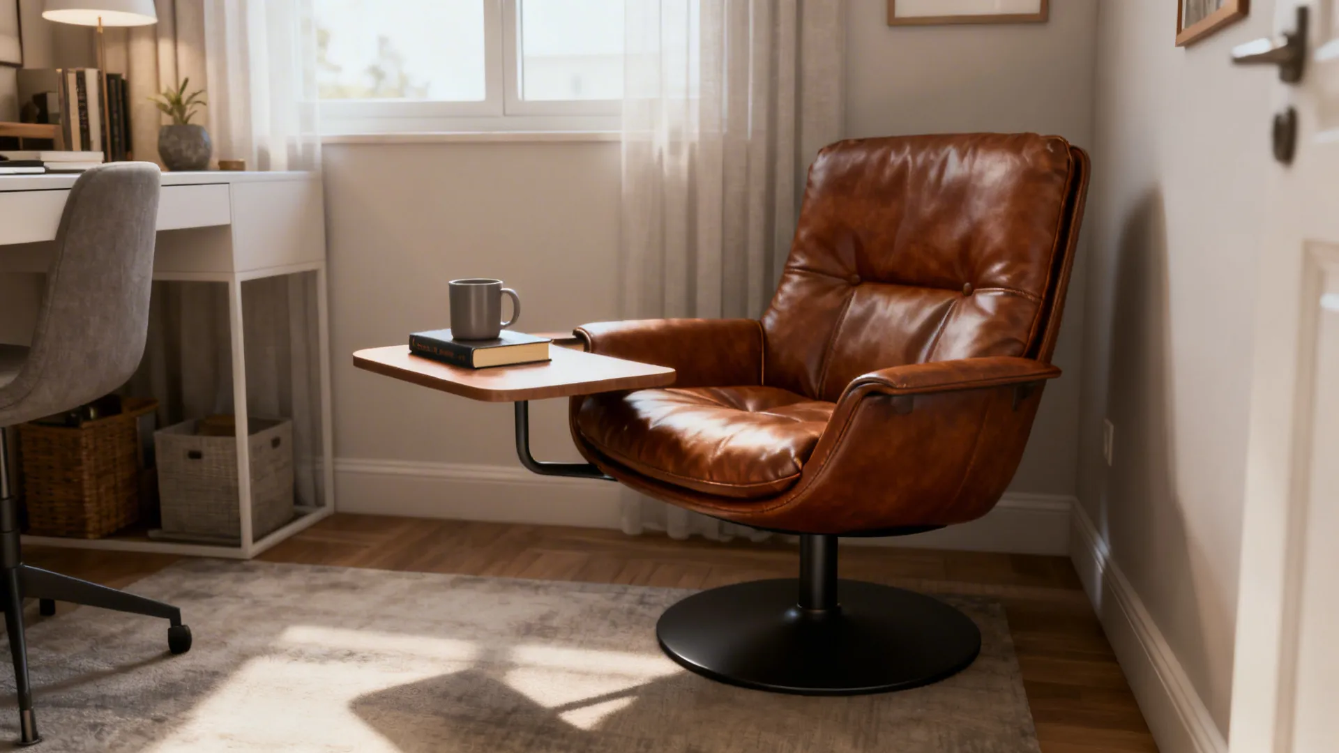 2. Compact swivel with integrated side table