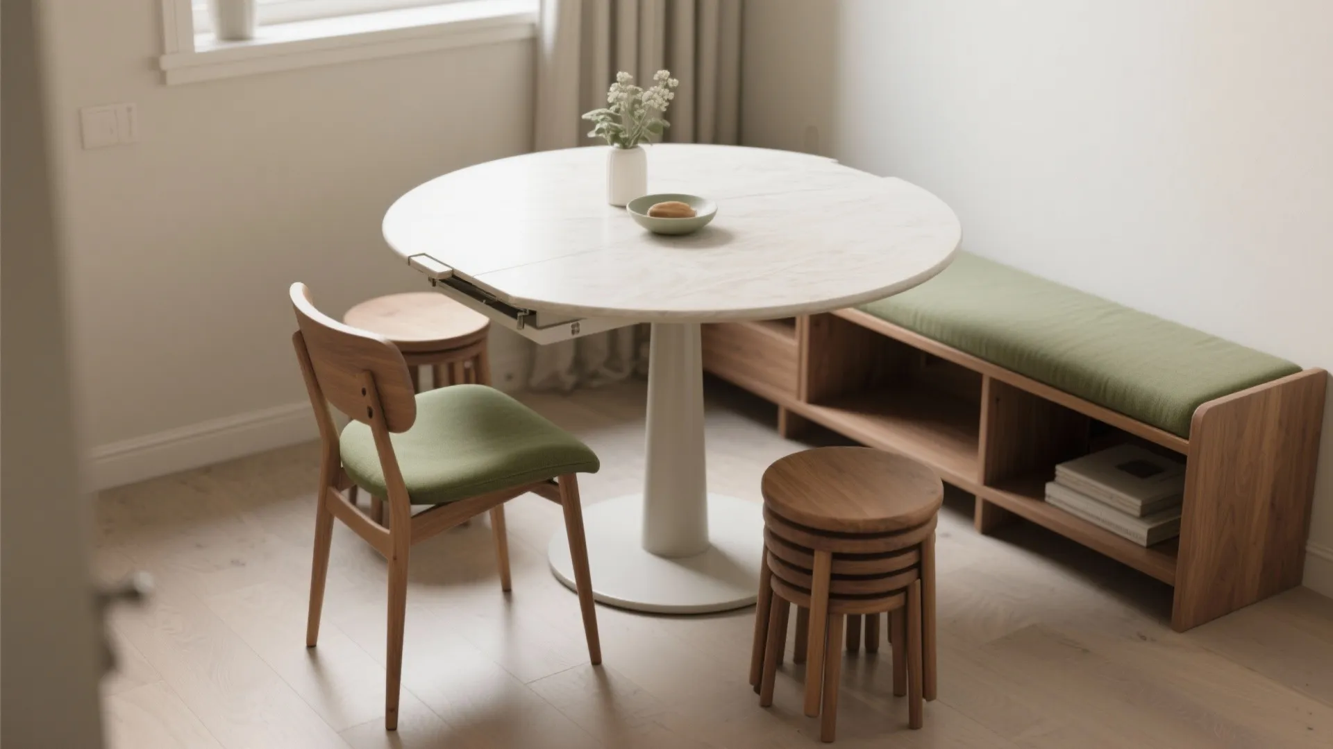 1. Choose a compact table with flexible seating