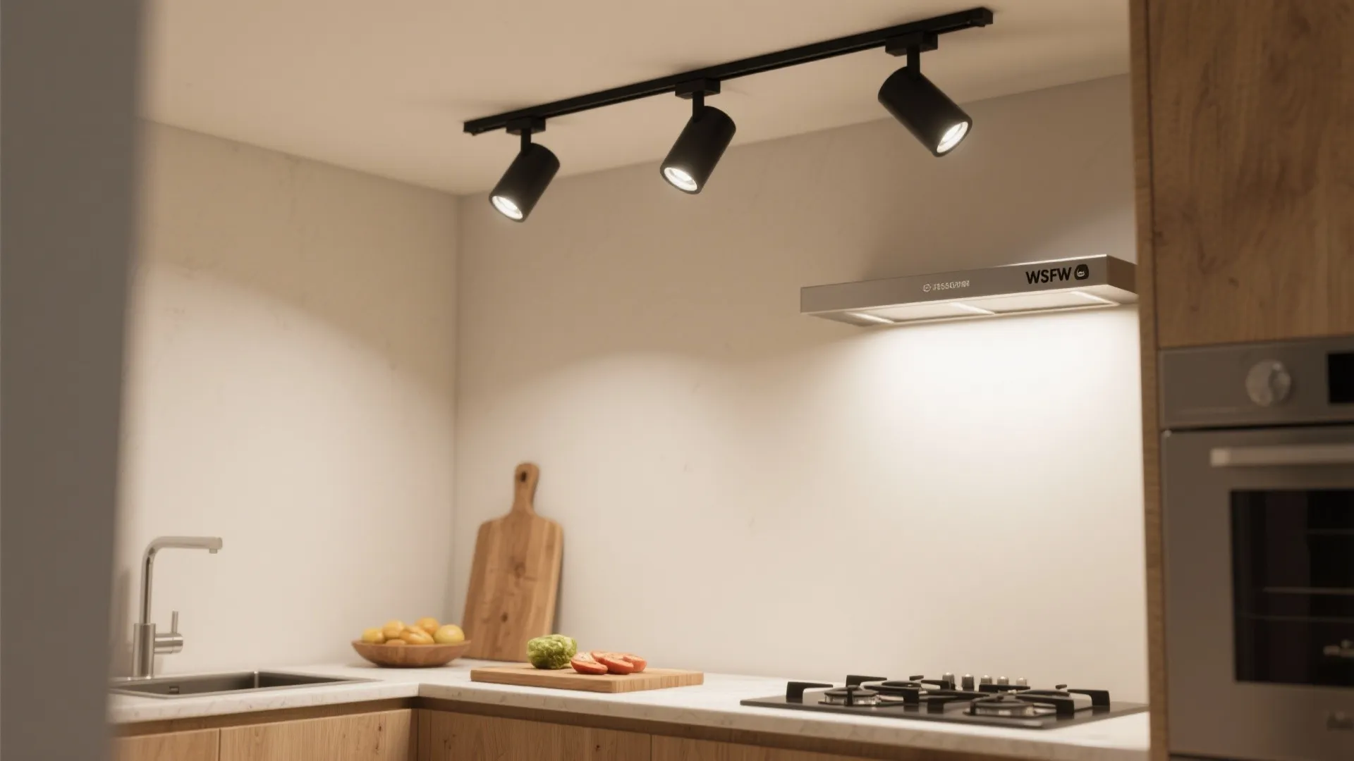 Track lighting with adjustable heads for task flexibility