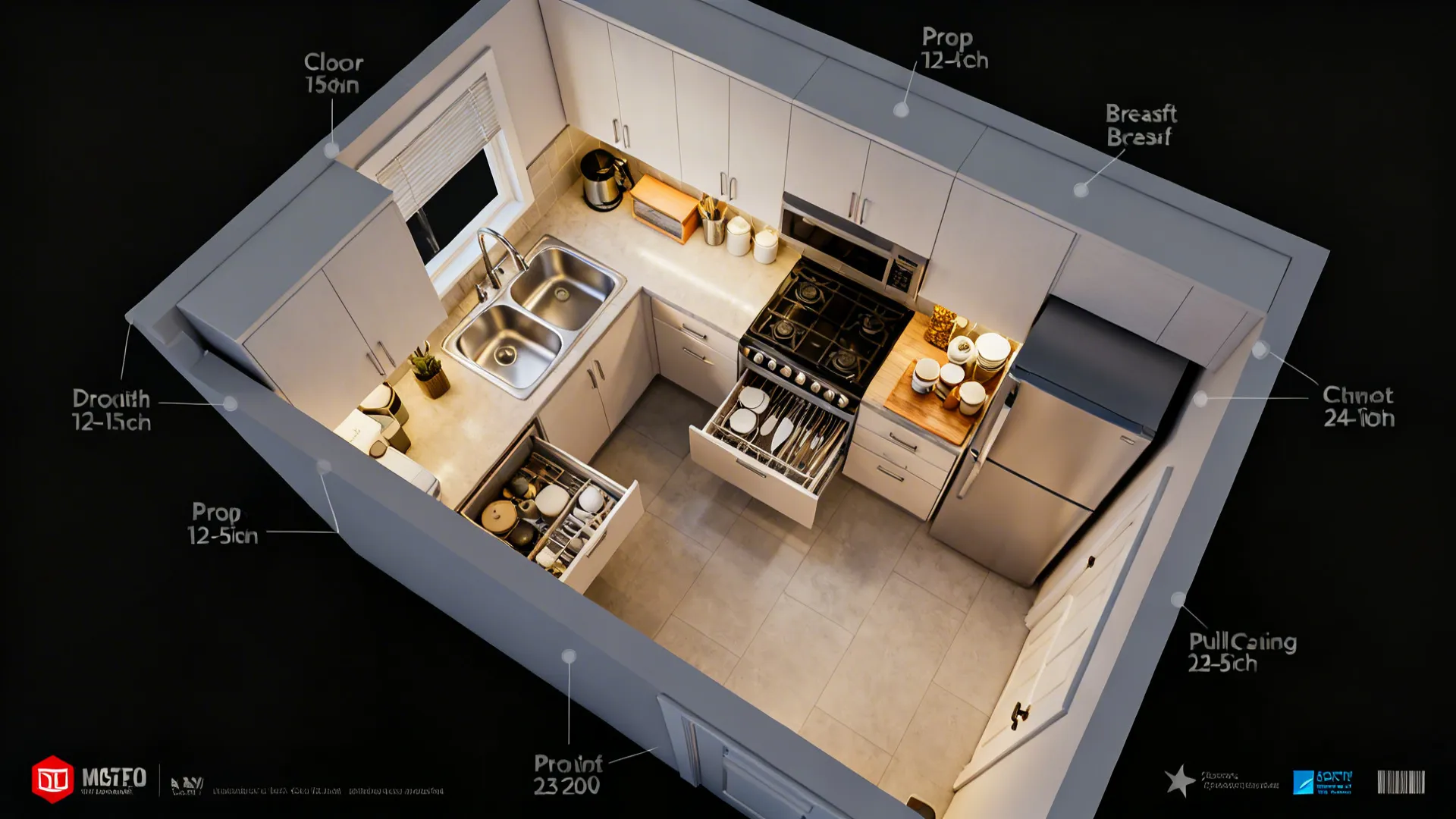 Compact Work Triangle with Zoned Storage